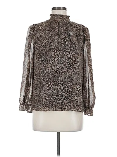 Pre-owned 1.state Long Sleeve Blouse In Brown