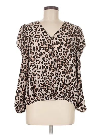 Pre-owned 1.state Long Sleeve Blouse In Brown