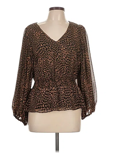 Pre-owned 1.state Long Sleeve Blouse In Brown