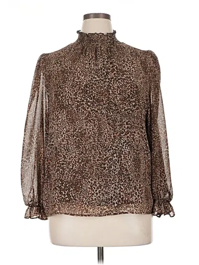 Pre-owned 1.state Long Sleeve Blouse In Brown