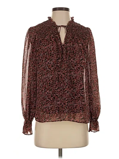 Pre-owned 1.state Long Sleeve Blouse In Brown