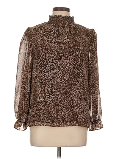 Pre-owned 1.state Long Sleeve Blouse In Brown