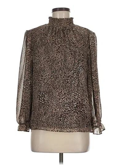 Pre-owned 1.state Long Sleeve Blouse In Brown