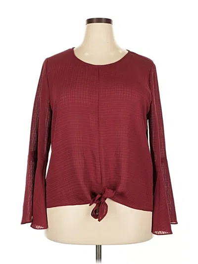Pre-owned 1.state Long Sleeve Blouse In Burgundy