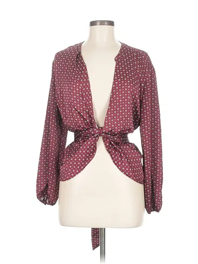 Pre-owned 1.state Long Sleeve Blouse In Burgundy