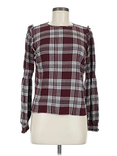 Pre-owned 1.state Long Sleeve Blouse In Burgundy
