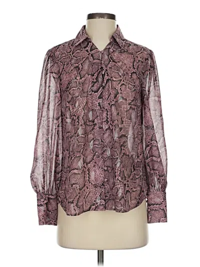 Pre-owned 1.state Long Sleeve Blouse In Burgundy