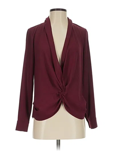 Pre-owned 1.state Long Sleeve Blouse In Burgundy