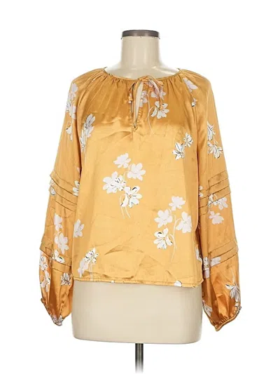 Pre-owned 1.state Long Sleeve Blouse In Gold