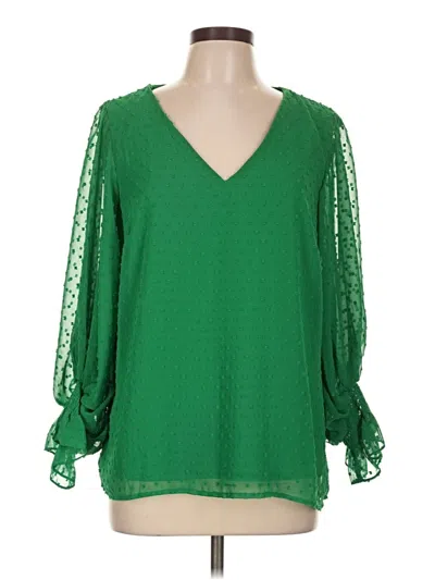 Pre-owned 1.state Long Sleeve Blouse In Green