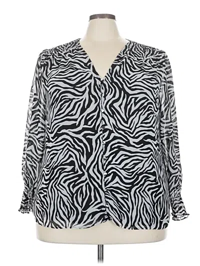 Pre-owned 1.state Long Sleeve Blouse In Silver