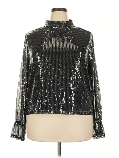 Pre-owned 1.state Long Sleeve Blouse In Silver