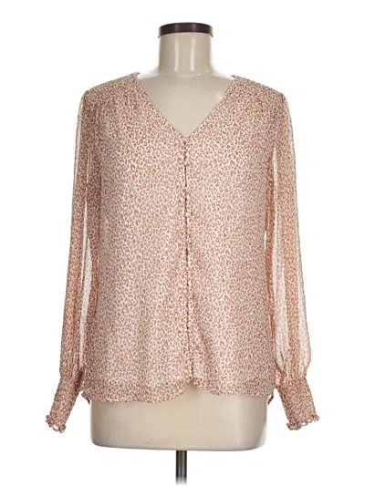 Pre-owned 1.state Long Sleeve Blouse In Tan