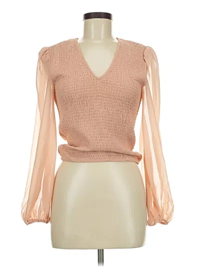Pre-owned 1.state Long Sleeve Blouse In Tan