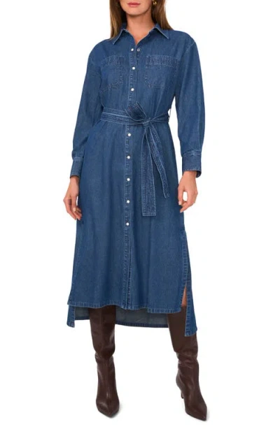 1.STATE 1.STATE LONG SLEEVE MIDI DENIM SHIRTDRESS
