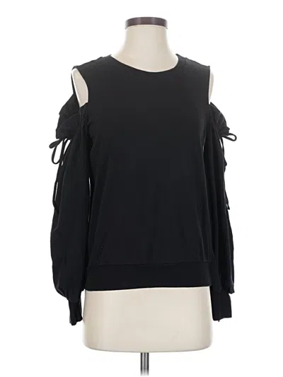 Pre-owned 1.state Long Sleeve Top Black Cold Shoulder Neckline Tops