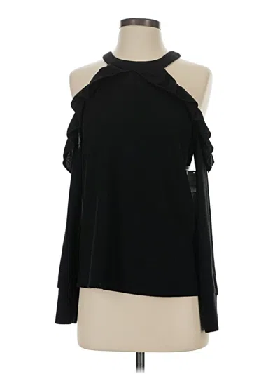 Pre-owned 1.state Long Sleeve Top Black Cold Shoulder Neckline Tops