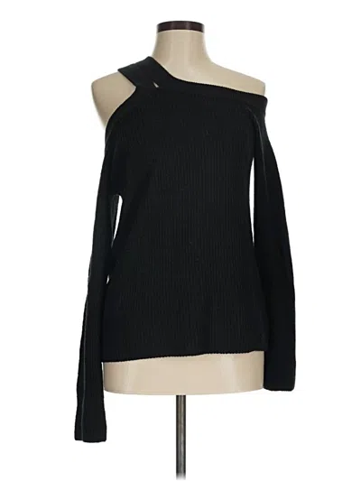Pre-owned 1.state Long Sleeve Top Black One Shoulder Neckline Tops