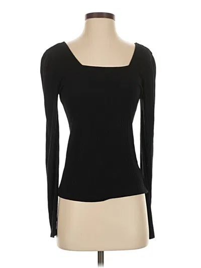 Pre-owned 1.state Long Sleeve Top Black Scoop Neck Tops
