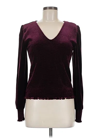 Pre-owned 1.state Long Sleeve Top Burgundy Sweetheart Neckline Tops