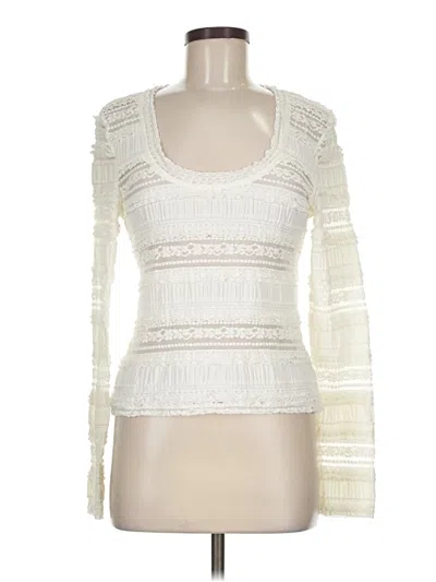 Pre-owned 1.state Long Sleeve Top Ivory Square Neckline Tops