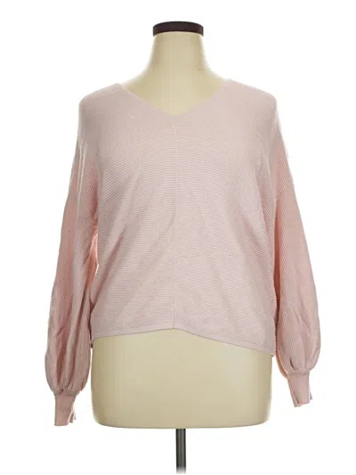 Pre-owned 1.state Long Sleeve Top Pink V-neck Tops