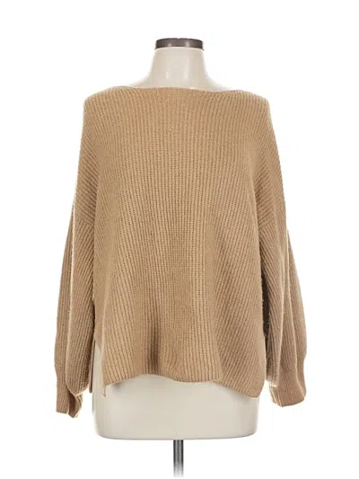 Pre-owned 1.state Long Sleeve Top Tan Boatneck Tops In Brown