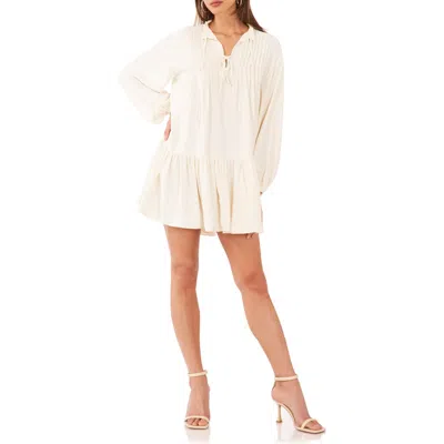 1.state Long Sleeve Trapeze Minidress In New Ivory