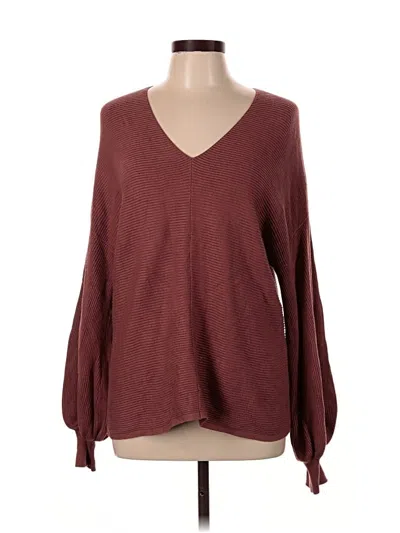 Pre-owned 1.state Long Sleeve T-shirt In Burgundy