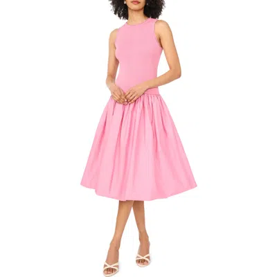 1.state Mixed Media Tank Midi Dress In Pink