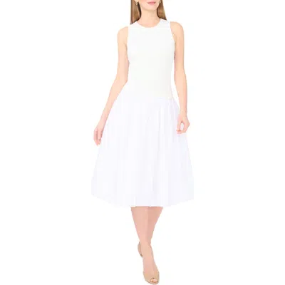 1.state Mixed Media Tank Midi Dress In White