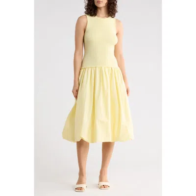 1.state Mixed Media Tank Midi Dress In Yellow