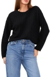 1.state Mixed Stitch Crewneck Sweater In Rich Black