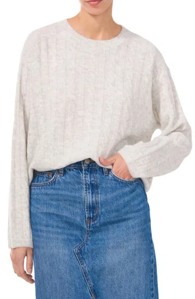 1.state Mixed Stitch Crewneck Sweater In Silver Heather