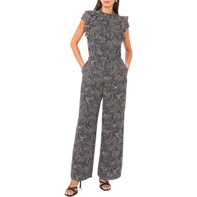 1.state Mock Neck Flutter Sleeve Chiffon Jumpsuit In Multi