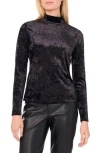 1.state Mock Neck Long Sleeve Crushed Velvet Top In Black