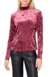 1.state Mock Neck Long Sleeve Crushed Velvet Top In Burgundy
