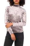 1.state Mock Neck Long Sleeve Crushed Velvet Top In Gray