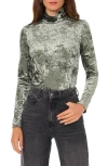 1.state Mock Neck Long Sleeve Crushed Velvet Top In Military Olive