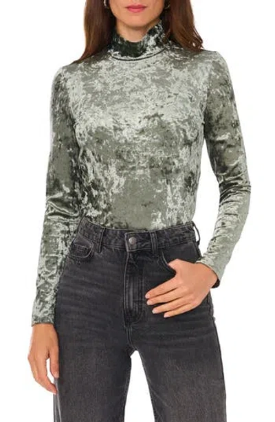 1.state Mock Neck Long Sleeve Crushed Velvet Top In Military Olive