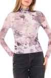 1.state Mock Neck Long Sleeve Mesh Top In Pink