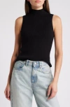 1.state Mock Neck Sleeveless Rib Sweater In Rich Black