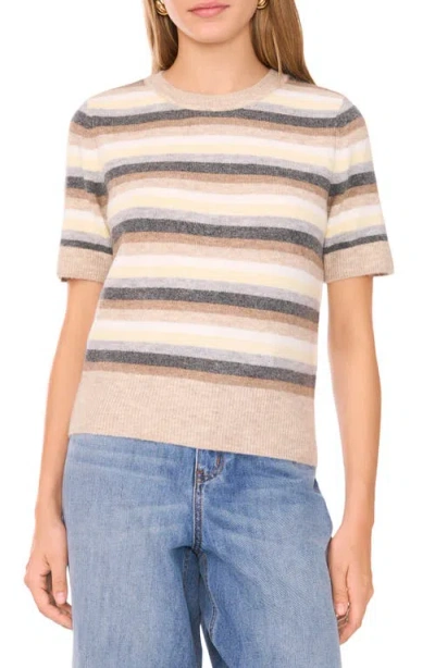 1.state Multicolor Stripe Short Sleeve Sweater In Neutral