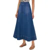 1.state Natural Nightlife Womens Maxi Back Zipper Denim Skirt In Blue