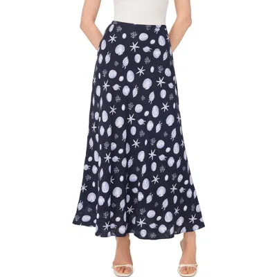 1.state Ocean Print Bias Cut Maxi Skirt In Purple