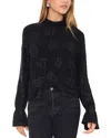 1.state Embellished Open Back Mock Neck Top In Rich Black