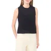 1.state Open Stitch Cotton Blend Sweater Tank In Black