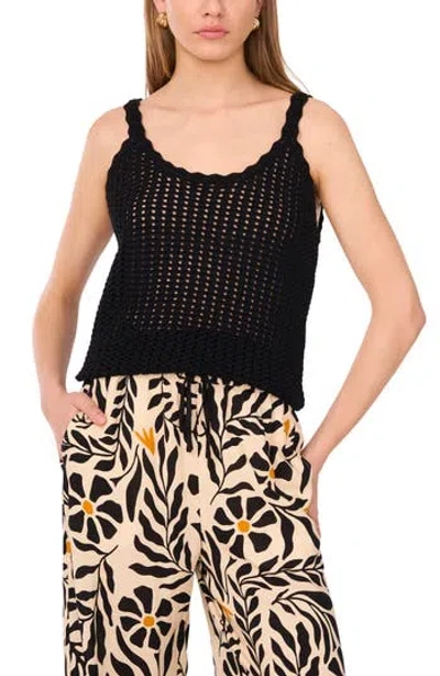 1.state Open Stitch Sweater Tank In Rich Black