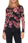 1.state Orchid Print Sheer Mesh Top In Brght Orchid