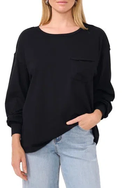 1.state Oversize Pocket Fleece Pullover In Rich Black